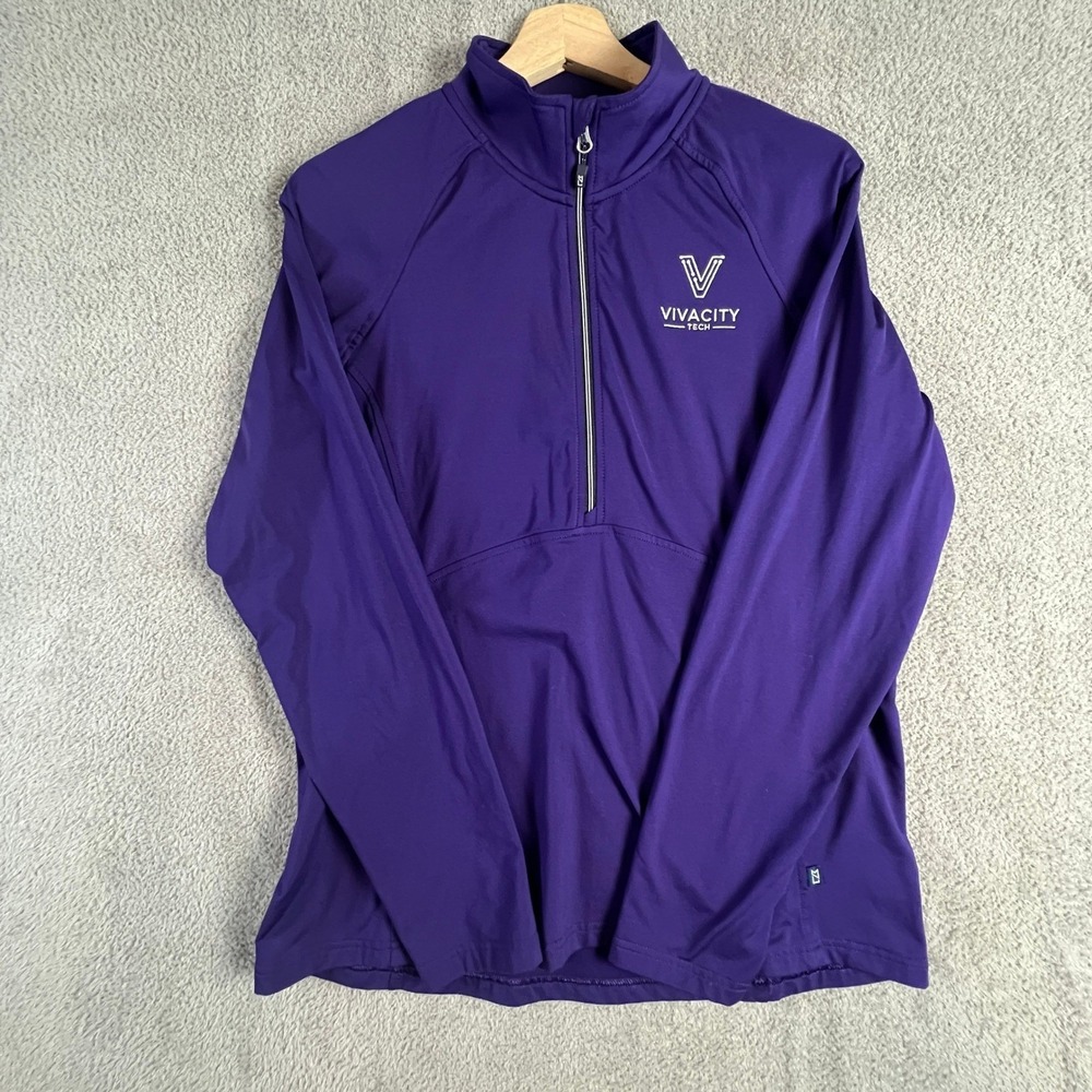 Cutter &‎ Buck Women's Purple Quarter Zip Pullover Large Vivacity Tech Logo